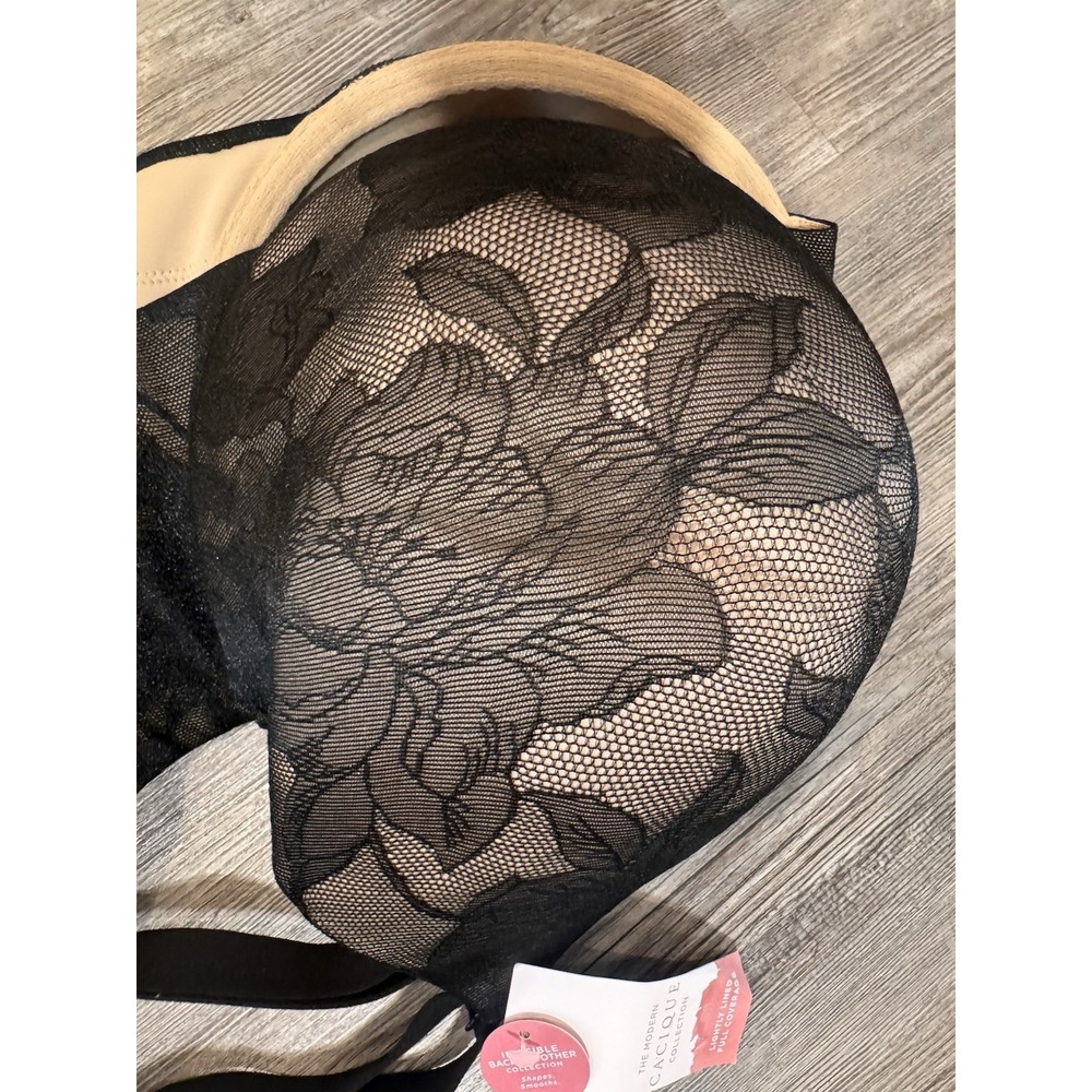 Cacique Invisible Lace Backsmoother Bra 40H Black Floral Full Coverage NWT - Picture 10 of 12